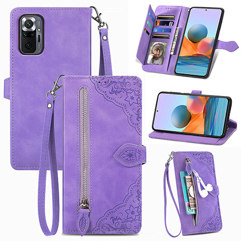 Handytasche Stand Schutzhülle Flip Leder Hülle S06D für Xiaomi Redmi Note 10 Pro Max Violett