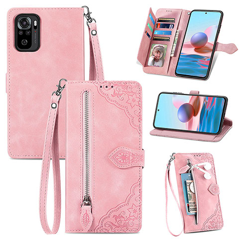 Handytasche Stand Schutzhülle Flip Leder Hülle S06D für Xiaomi Redmi Note 10S 4G Rosa