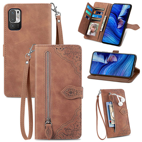 Handytasche Stand Schutzhülle Flip Leder Hülle S06D für Xiaomi Redmi Note 10T 5G Braun