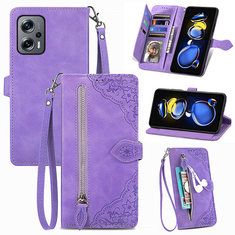 Handytasche Stand Schutzhülle Flip Leder Hülle S06D für Xiaomi Redmi Note 11T Pro+ Plus 5G Violett