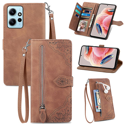 Handytasche Stand Schutzhülle Flip Leder Hülle S06D für Xiaomi Redmi Note 12 4G Braun