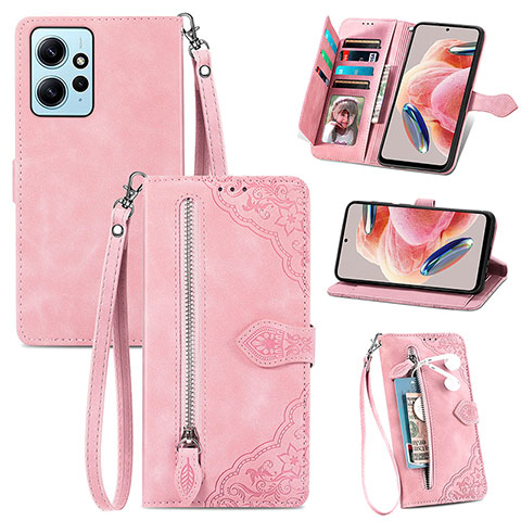 Handytasche Stand Schutzhülle Flip Leder Hülle S06D für Xiaomi Redmi Note 12 4G Rosa