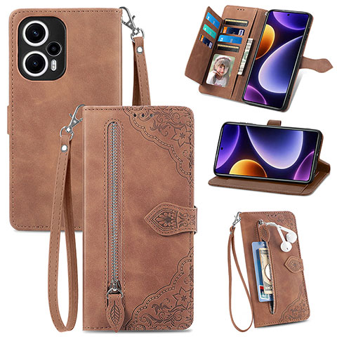 Handytasche Stand Schutzhülle Flip Leder Hülle S06D für Xiaomi Redmi Note 12 Turbo 5G Braun