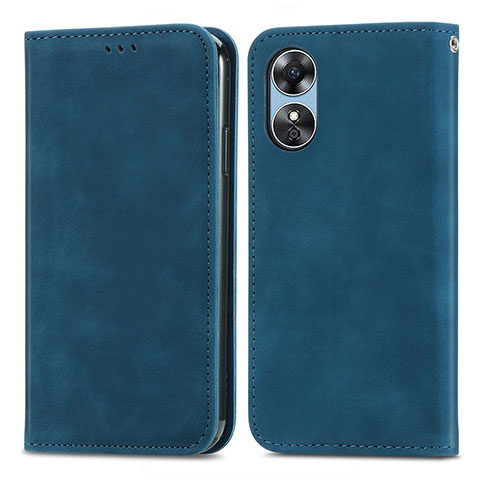 Handytasche Stand Schutzhülle Flip Leder Hülle S08D für Oppo A17 Blau