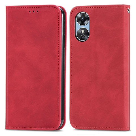 Handytasche Stand Schutzhülle Flip Leder Hülle S08D für Oppo A17 Rot