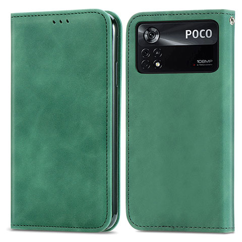 Handytasche Stand Schutzhülle Flip Leder Hülle S08D für Xiaomi Poco X4 Pro 5G Grün