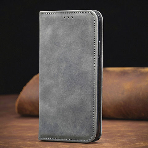 Handytasche Stand Schutzhülle Flip Leder Hülle S08D für Xiaomi Redmi Note 10 Pro 4G Grau