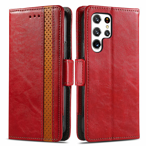 Handytasche Stand Schutzhülle Flip Leder Hülle S10D für Samsung Galaxy S21 Ultra 5G Rot