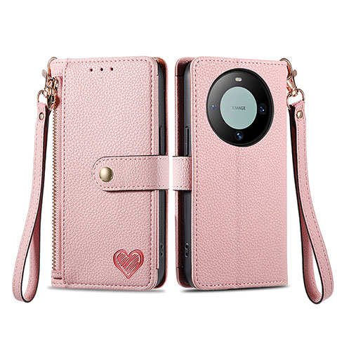 Handytasche Stand Schutzhülle Flip Leder Hülle S15D für Huawei Mate 60 Pro Rosa