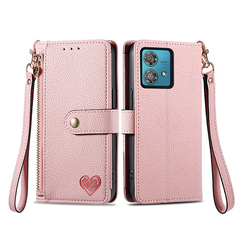 Handytasche Stand Schutzhülle Flip Leder Hülle S15D für Motorola Moto G84 5G Rosa