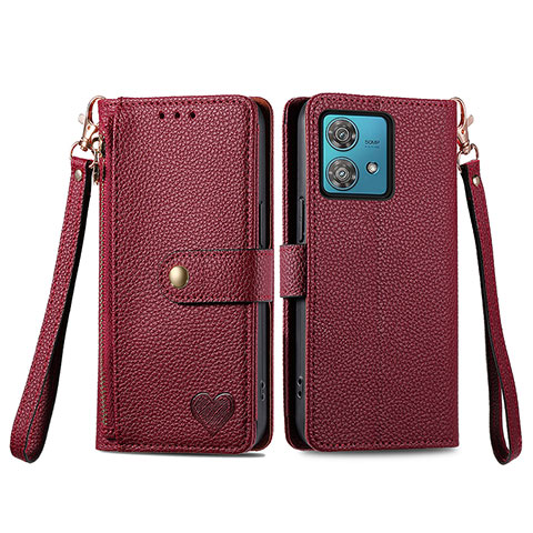 Handytasche Stand Schutzhülle Flip Leder Hülle S15D für Motorola Moto G84 5G Rot