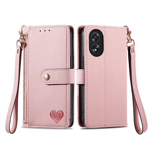 Handytasche Stand Schutzhülle Flip Leder Hülle S15D für Oppo A18 Rosa