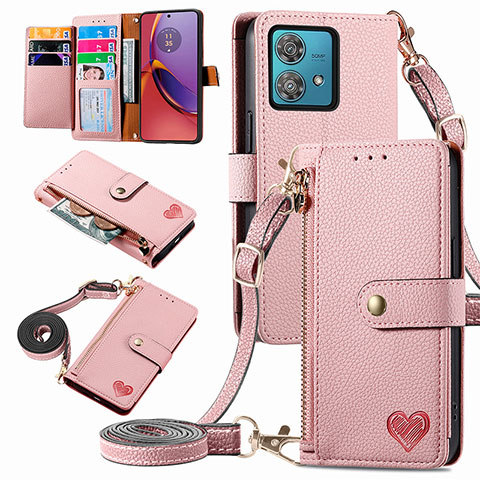 Handytasche Stand Schutzhülle Flip Leder Hülle S16D für Motorola Moto G84 5G Rosa