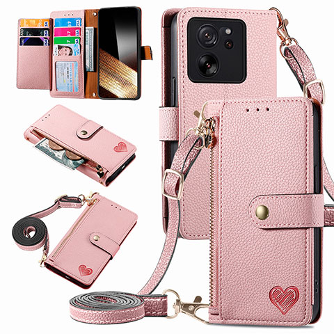 Handytasche Stand Schutzhülle Flip Leder Hülle S16D für Xiaomi Mi 13T 5G Rosa