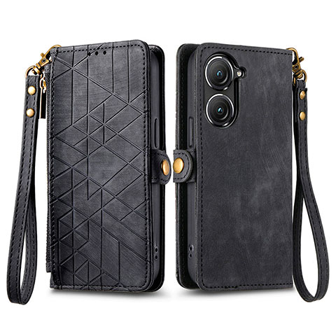 Handytasche Stand Schutzhülle Flip Leder Hülle S17D für Asus Zenfone 9 Schwarz