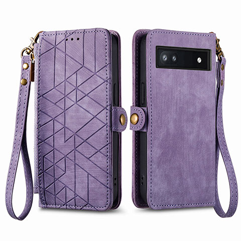 Handytasche Stand Schutzhülle Flip Leder Hülle S17D für Google Pixel 6a 5G Violett