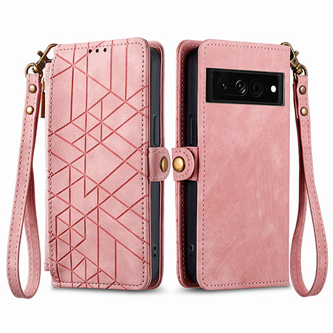 Handytasche Stand Schutzhülle Flip Leder Hülle S17D für Google Pixel 7 Pro 5G Rosa