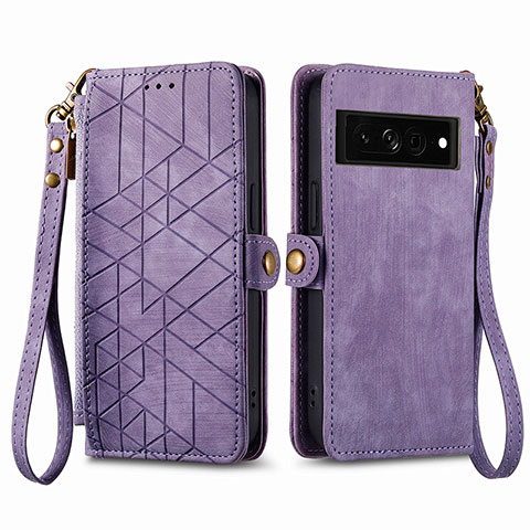 Handytasche Stand Schutzhülle Flip Leder Hülle S17D für Google Pixel 7 Pro 5G Violett