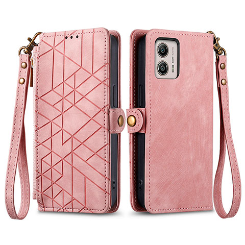 Handytasche Stand Schutzhülle Flip Leder Hülle S17D für Motorola Moto G53 5G Rosa