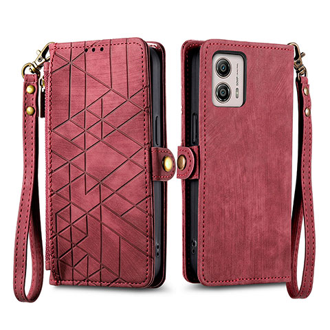 Handytasche Stand Schutzhülle Flip Leder Hülle S17D für Motorola Moto G53y 5G Rot