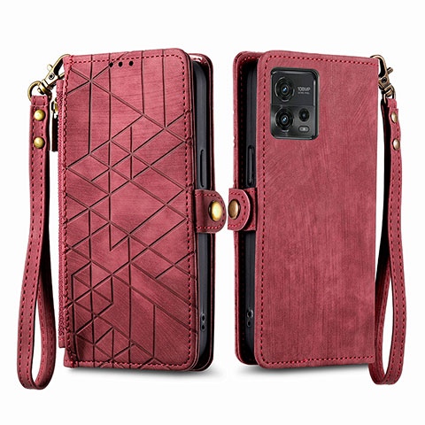 Handytasche Stand Schutzhülle Flip Leder Hülle S17D für Motorola Moto G72 Rot