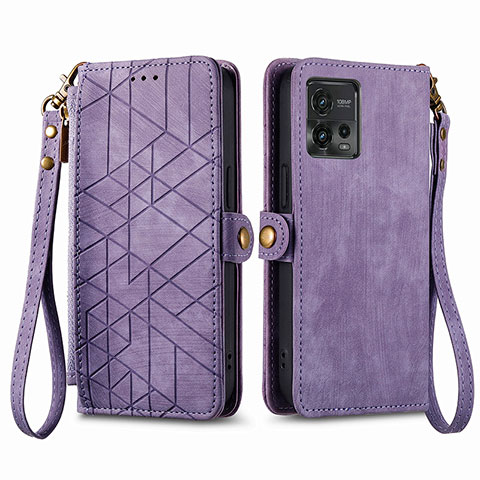 Handytasche Stand Schutzhülle Flip Leder Hülle S17D für Motorola Moto G72 Violett