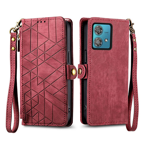 Handytasche Stand Schutzhülle Flip Leder Hülle S17D für Motorola Moto G84 5G Rot