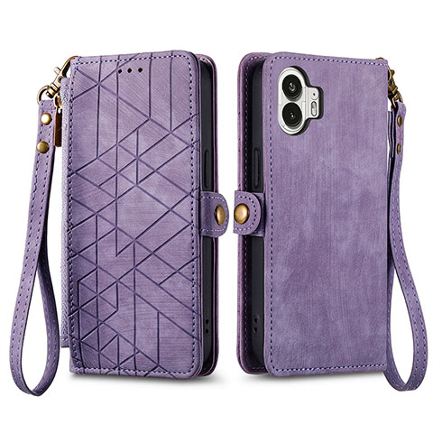 Handytasche Stand Schutzhülle Flip Leder Hülle S17D für Nothing Phone 2 Violett