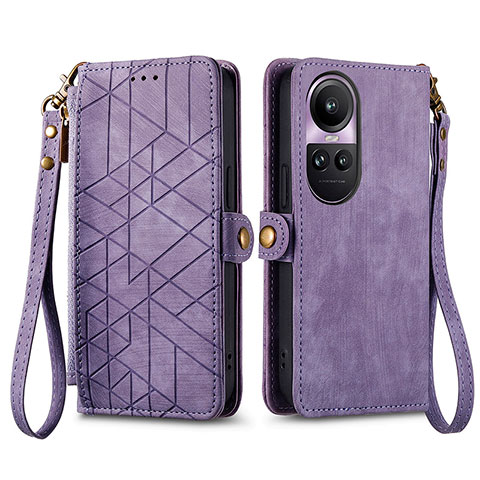 Handytasche Stand Schutzhülle Flip Leder Hülle S17D für Oppo Reno10 5G Violett