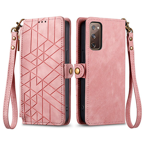 Handytasche Stand Schutzhülle Flip Leder Hülle S18D für Samsung Galaxy S20 FE 4G Rosa