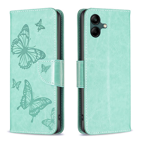 Handytasche Stand Schutzhülle Flip Leder Hülle Schmetterling B01F für Samsung Galaxy A04 4G Grün