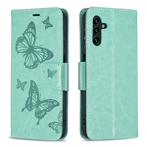 Handytasche Stand Schutzhülle Flip Leder Hülle Schmetterling B01F für Samsung Galaxy A04s Grün