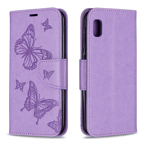 Handytasche Stand Schutzhülle Flip Leder Hülle Schmetterling B01F für Samsung Galaxy A10e Helles Lila