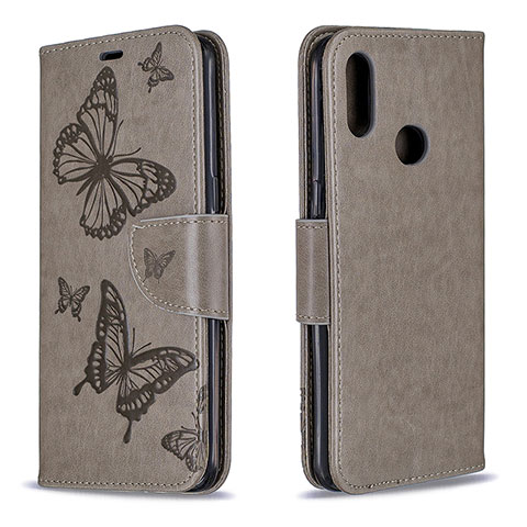 Handytasche Stand Schutzhülle Flip Leder Hülle Schmetterling B01F für Samsung Galaxy A10s Grau