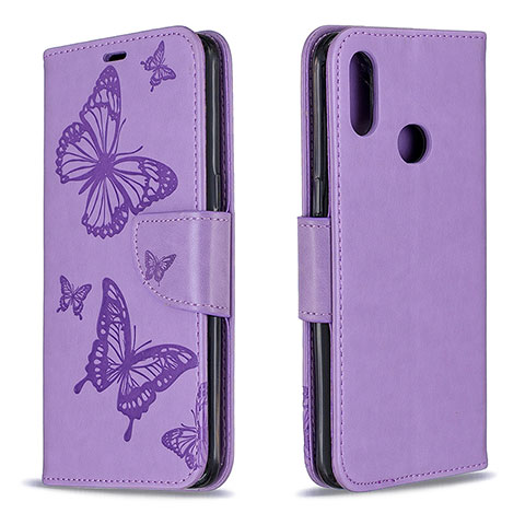 Handytasche Stand Schutzhülle Flip Leder Hülle Schmetterling B01F für Samsung Galaxy A10s Helles Lila