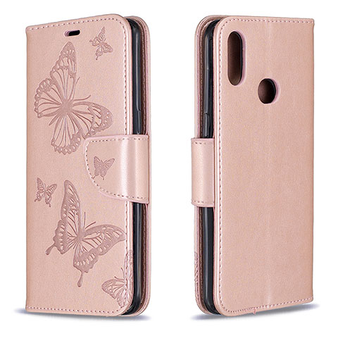 Handytasche Stand Schutzhülle Flip Leder Hülle Schmetterling B01F für Samsung Galaxy A10s Rosegold