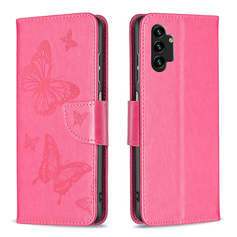 Handytasche Stand Schutzhülle Flip Leder Hülle Schmetterling B01F für Samsung Galaxy A13 4G Grau