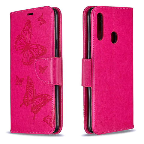 Handytasche Stand Schutzhülle Flip Leder Hülle Schmetterling B01F für Samsung Galaxy A20s Pink