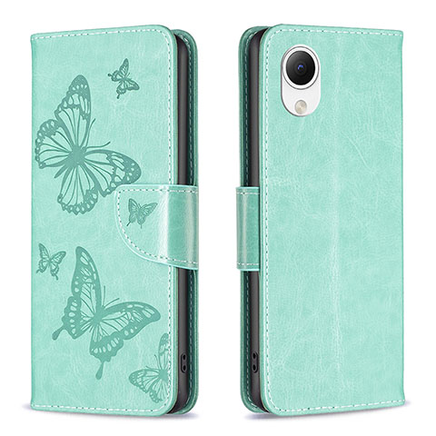 Handytasche Stand Schutzhülle Flip Leder Hülle Schmetterling B01F für Samsung Galaxy A23s Grün