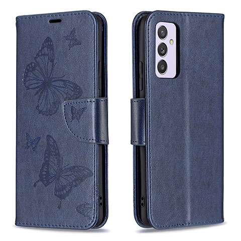 Handytasche Stand Schutzhülle Flip Leder Hülle Schmetterling B01F für Samsung Galaxy A24 4G Blau