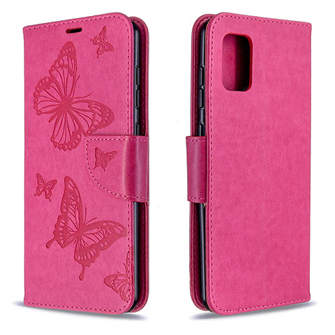 Handytasche Stand Schutzhülle Flip Leder Hülle Schmetterling B01F für Samsung Galaxy A31 Pink