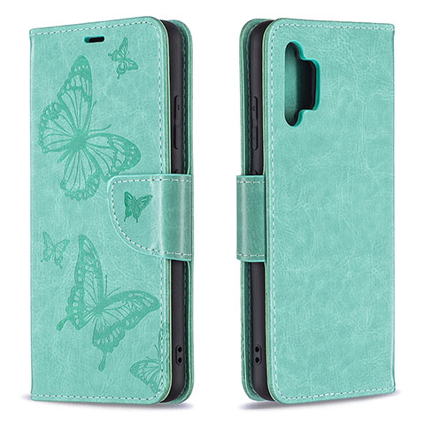 Handytasche Stand Schutzhülle Flip Leder Hülle Schmetterling B01F für Samsung Galaxy A32 4G Grün