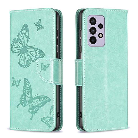 Handytasche Stand Schutzhülle Flip Leder Hülle Schmetterling B01F für Samsung Galaxy A33 5G Grün