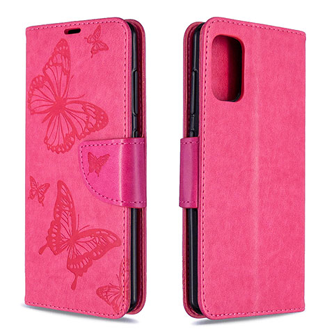 Handytasche Stand Schutzhülle Flip Leder Hülle Schmetterling B01F für Samsung Galaxy A41 Pink