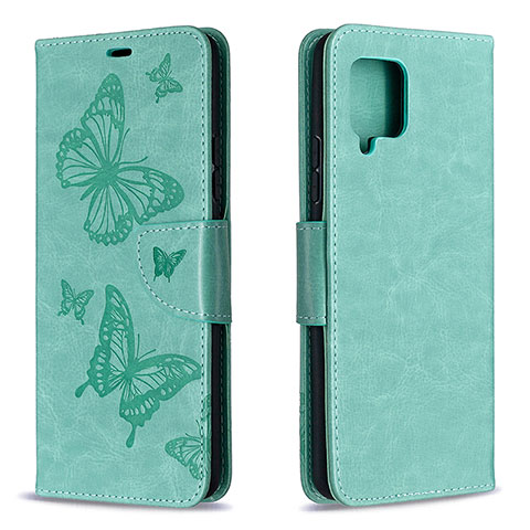 Handytasche Stand Schutzhülle Flip Leder Hülle Schmetterling B01F für Samsung Galaxy A42 5G Grün