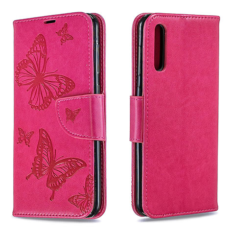 Handytasche Stand Schutzhülle Flip Leder Hülle Schmetterling B01F für Samsung Galaxy A50 Pink