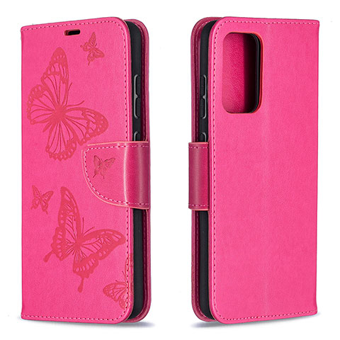 Handytasche Stand Schutzhülle Flip Leder Hülle Schmetterling B01F für Samsung Galaxy A52 5G Pink