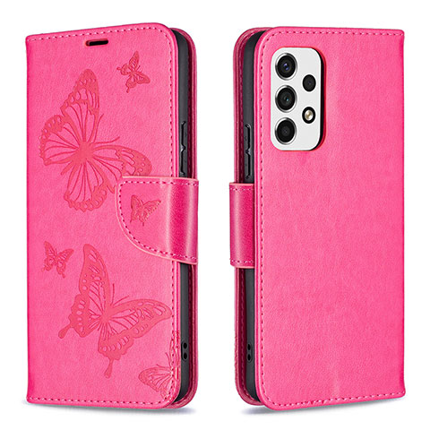 Handytasche Stand Schutzhülle Flip Leder Hülle Schmetterling B01F für Samsung Galaxy A53 5G Pink