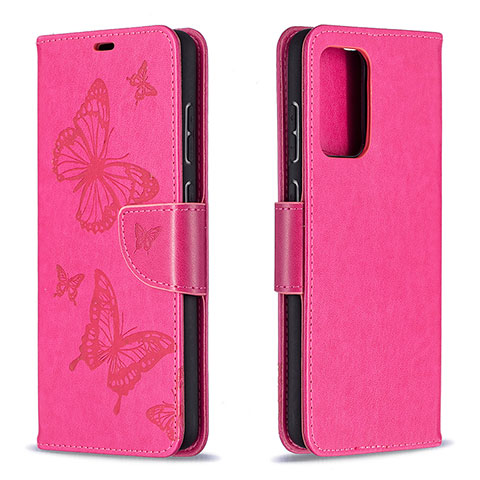 Handytasche Stand Schutzhülle Flip Leder Hülle Schmetterling B01F für Samsung Galaxy A72 4G Pink