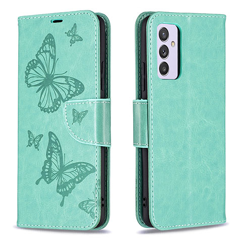 Handytasche Stand Schutzhülle Flip Leder Hülle Schmetterling B01F für Samsung Galaxy A82 5G Grün